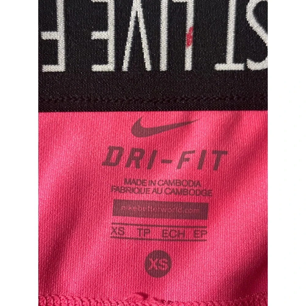 Nike Dri-Fit Pro Running Cropped Leggings Pink Black Ikat Pattern XS‎